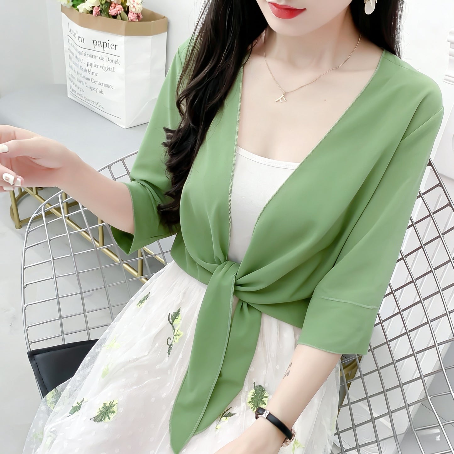 Women's Gentle Sun Protection Shawl Super Durable Lace Shirt, Chiffon Shirt