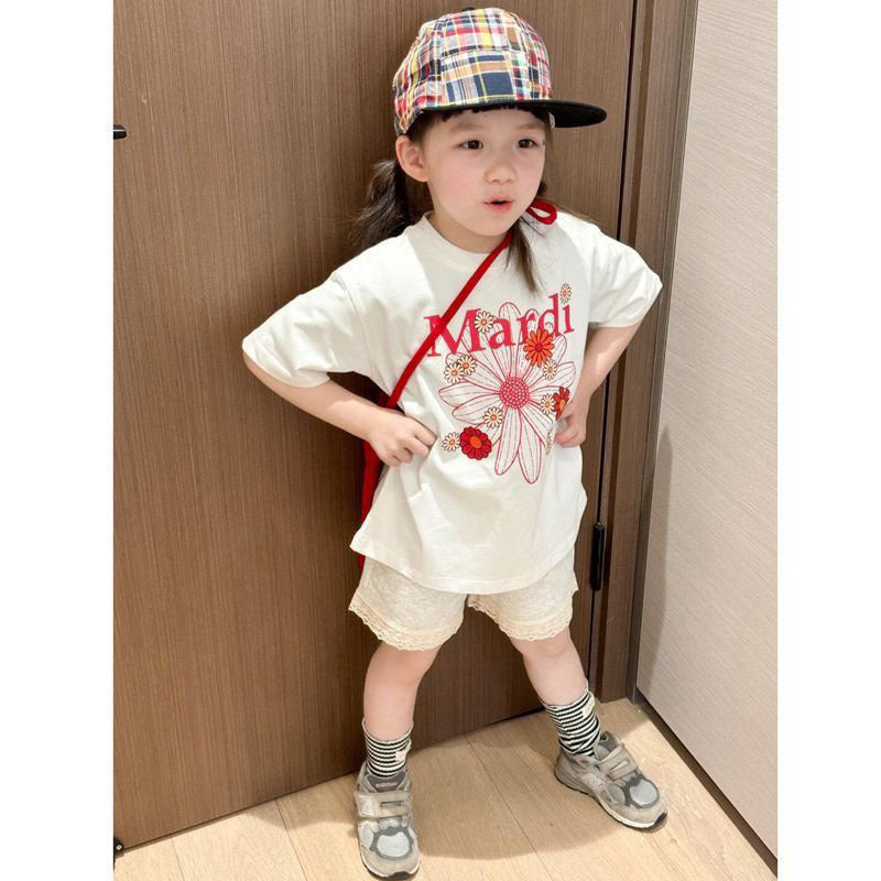 Children's Short-sleeved Western Style Fashion Daisy Blue Super Children's T-shirt