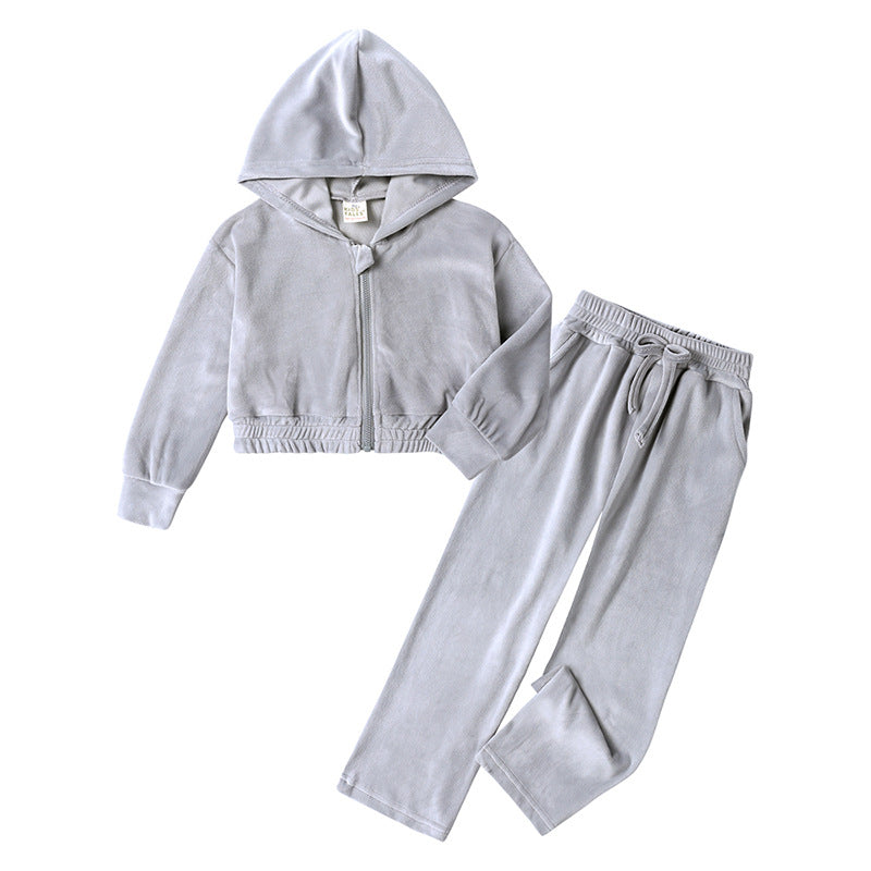 Sports Cap Gold Veet Casual Sweatshirt Two-piece Children's Suit