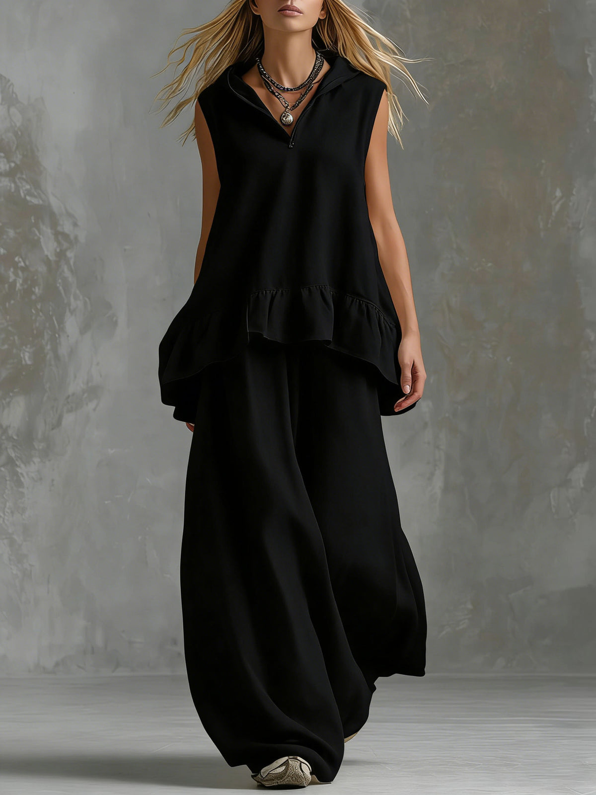 Women's Summer Solid Color Irregular Loose Fashion Casual Suit