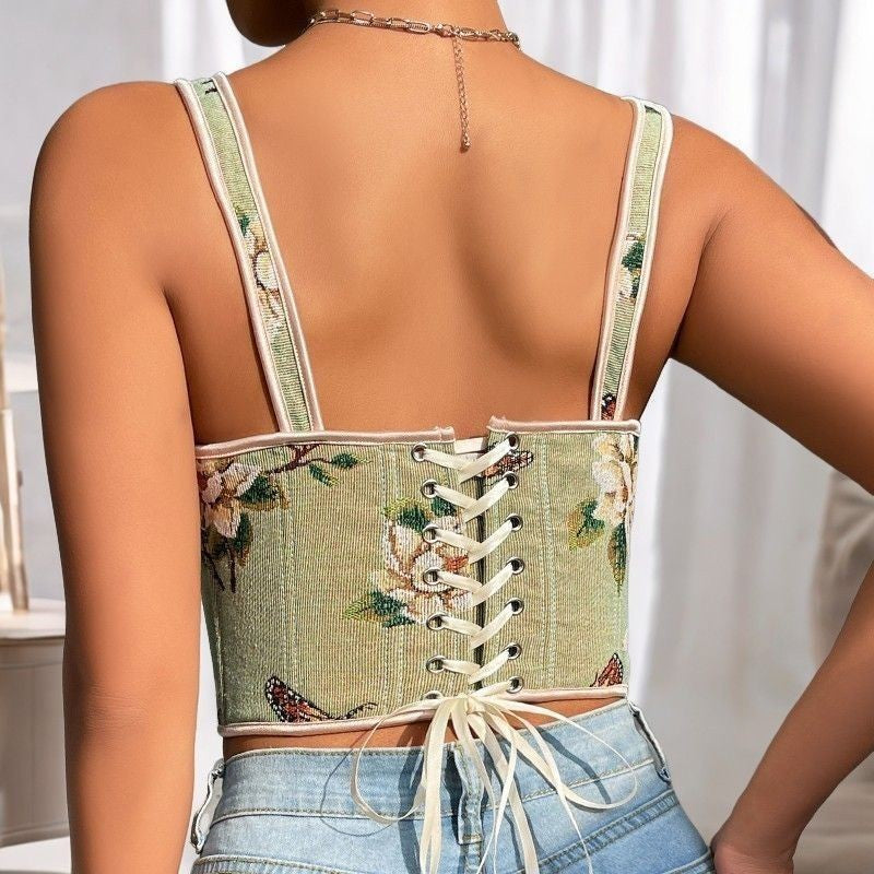 Women's Style Bow Floral Sexy Print Slim Small Vest/suspenders/tube Top