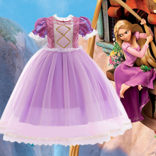Comfortable Charming Princess Frozen Long Hair Children's Dress
