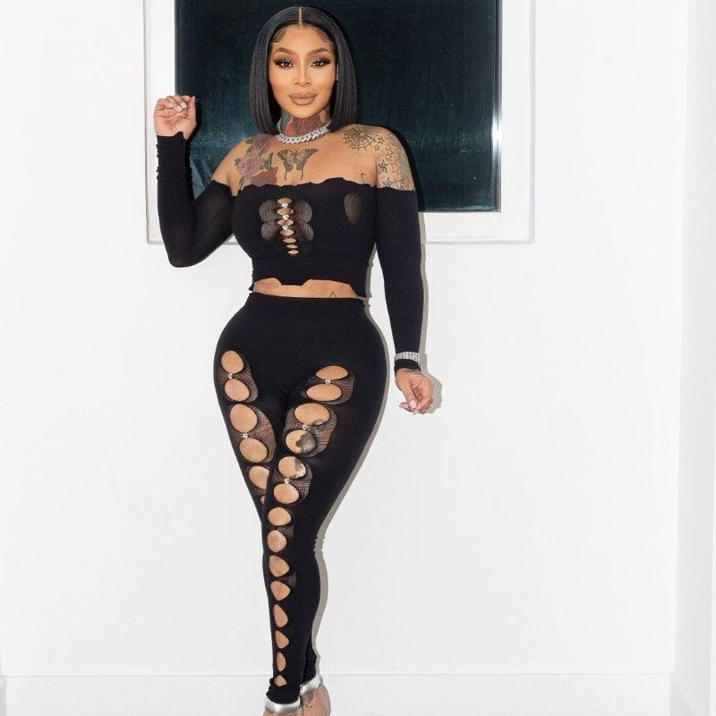 Women's Autumn Sexy Cutout Slim Trousers Slimming Clothing