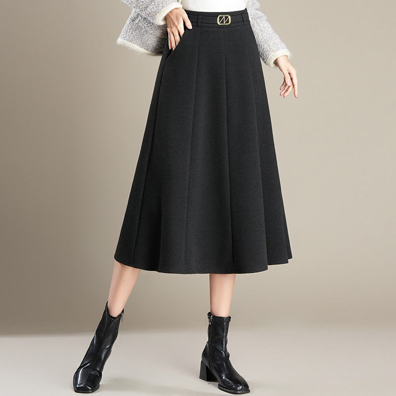 A- Line Mid-length High Waist Slimming Skirt