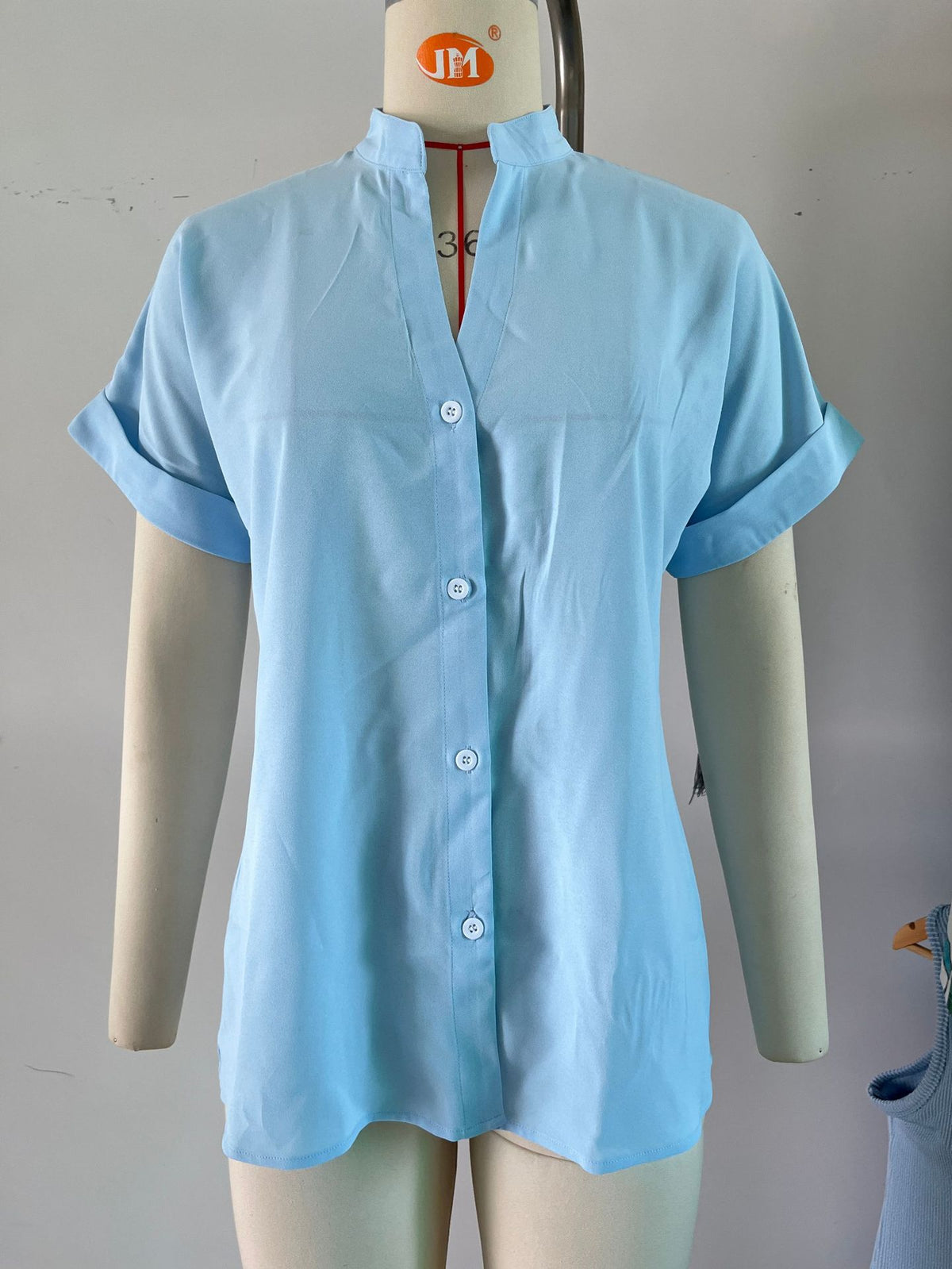 Versatile Solid Color Loose Sleeve Button Shorts