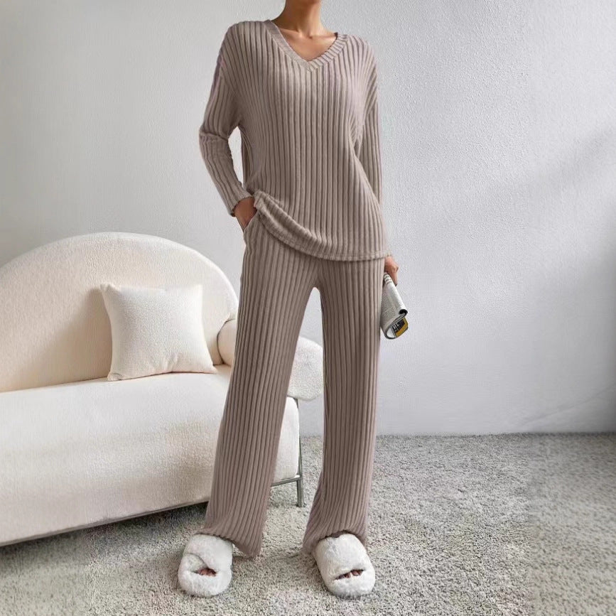 Two-piece Straight Loose Temperament Sunken Stripe Fashion Casual Suit