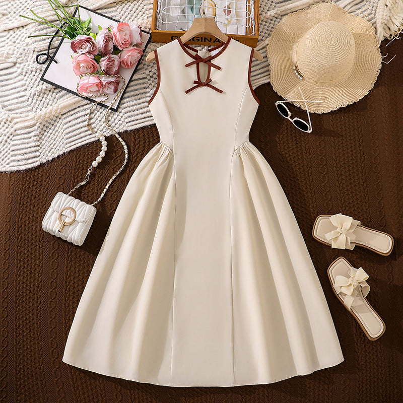 Children's Princess Style Solid Color Patchwork Large Children's Dress