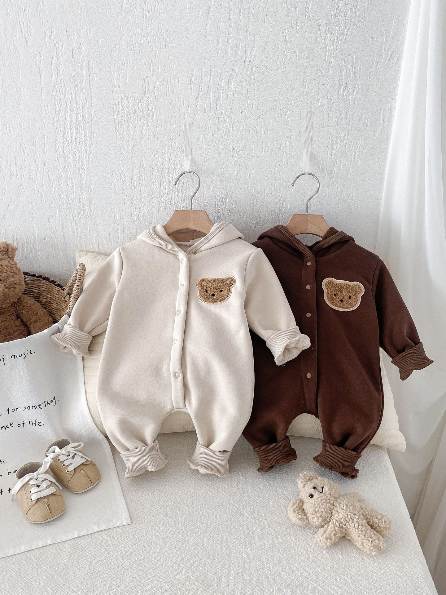 Women's & Men's Jumpsuit Thickened Fleece Bear Romper Born Fleece-lined Jumpsuit, Climbing Suit