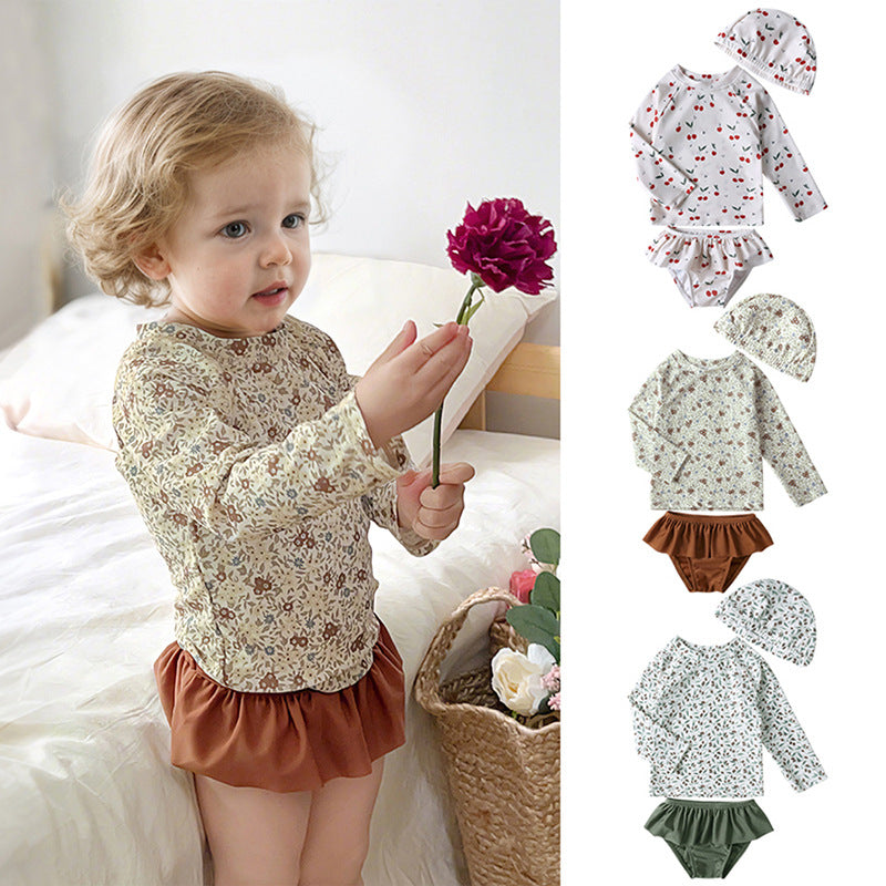 Children's Swimsuit Cute Split Long Sleeve Seaside Vacation Children's Suit