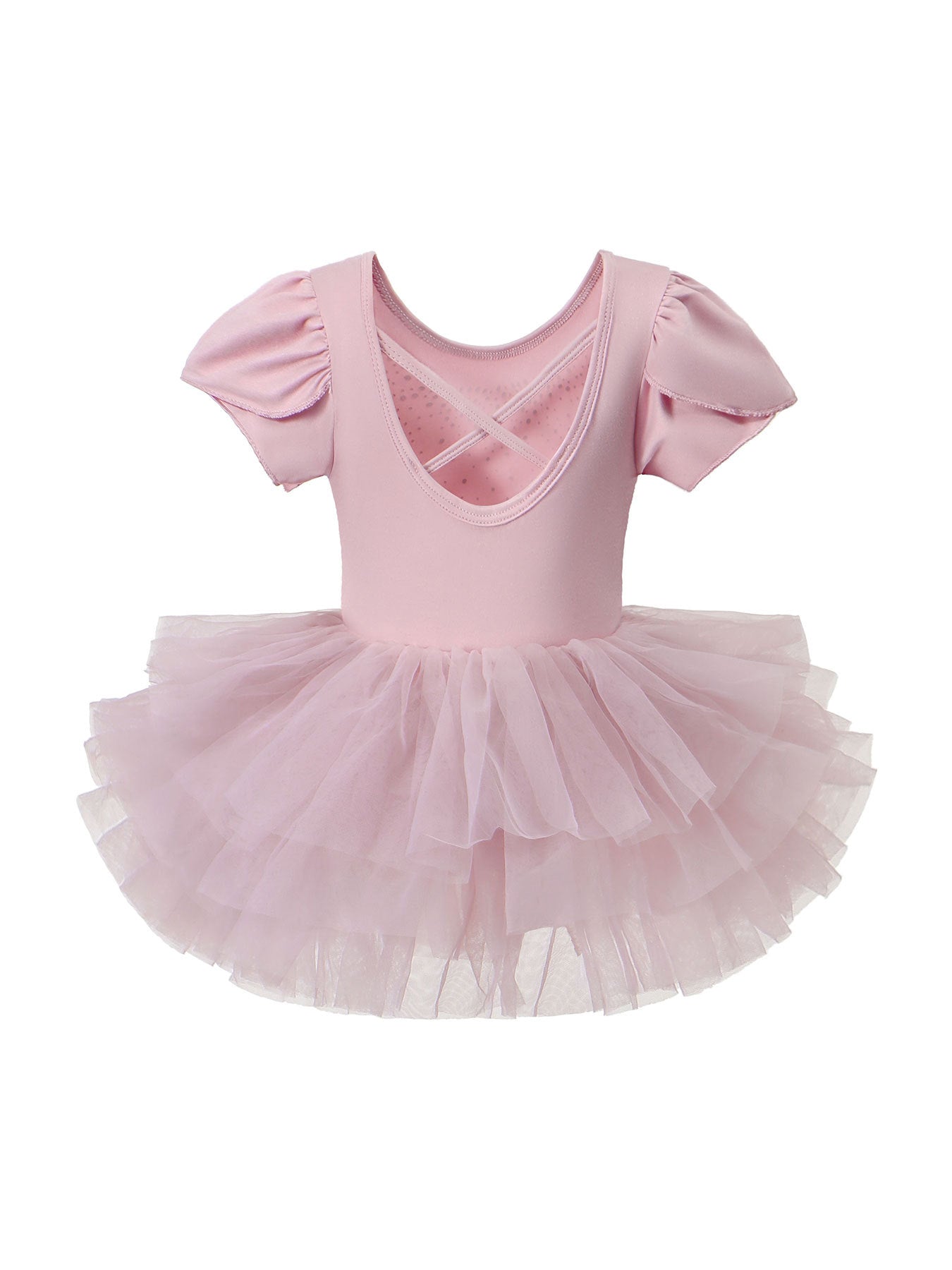 Children's Dance Fungus Short Sleeve Hot Drilling Back Cross Tulle Skirt Children's Dress