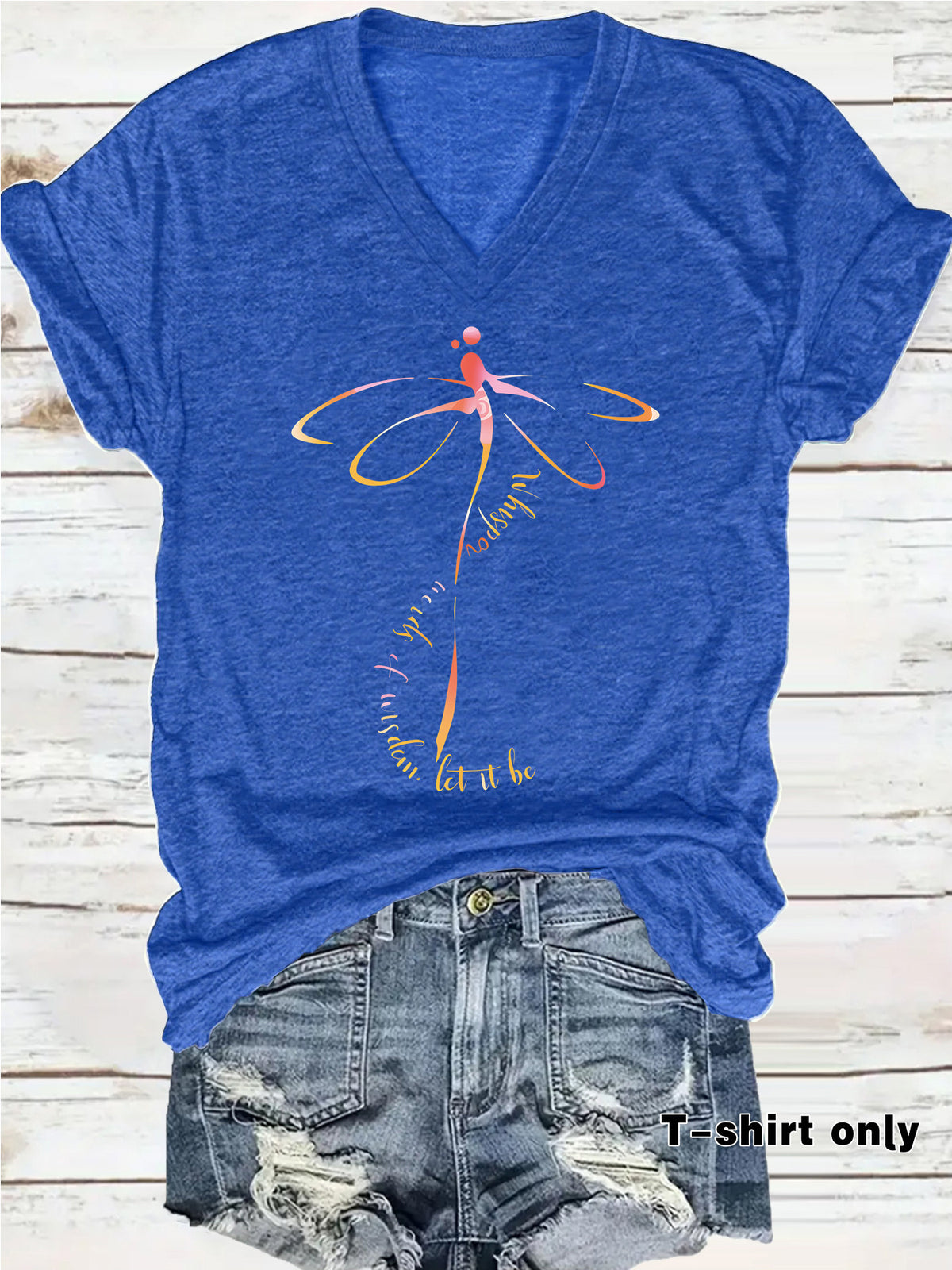 Women's Summer High-grade Dragonfly Letter Slogan Printed Women's T-shirt