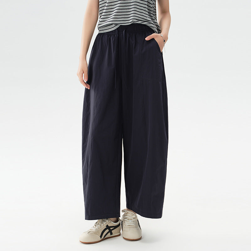 Women's Summer Thin Small Cropped Loose Idle Wide Casual Pants