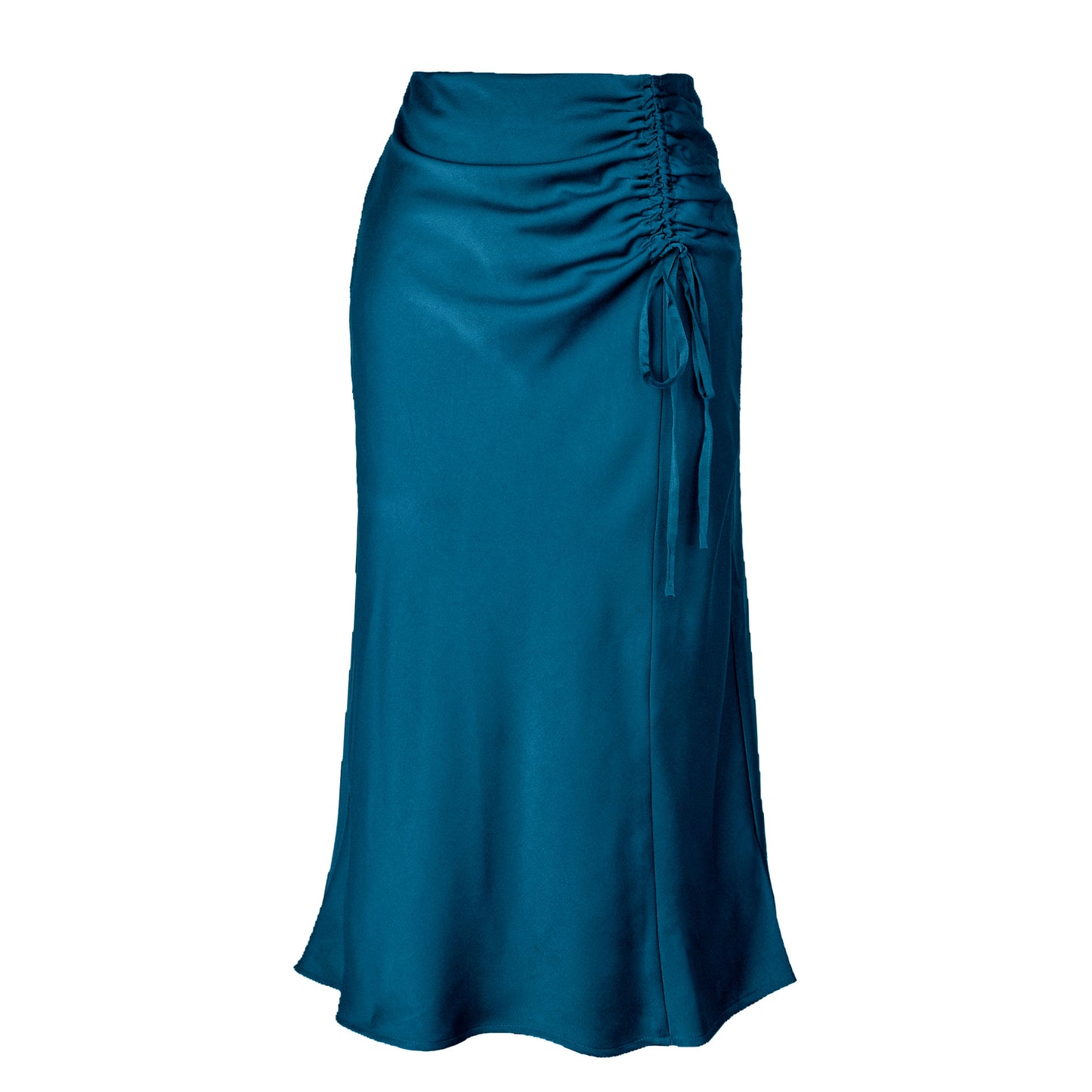 Women's Satin Pleating Zipper Long Sexy High Skirt