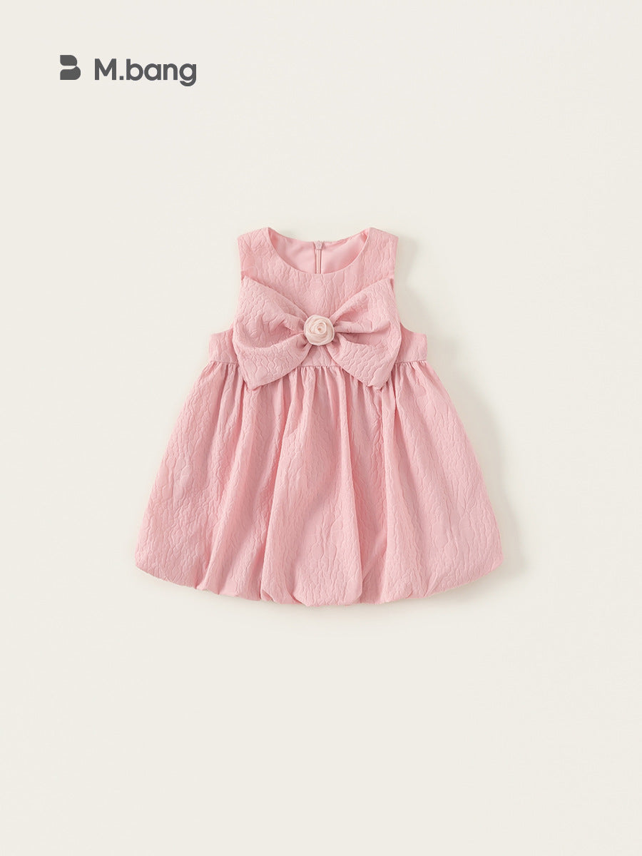 Children's Clothing Summer Solid Color Bow Sleeveless Princess Children's Dress