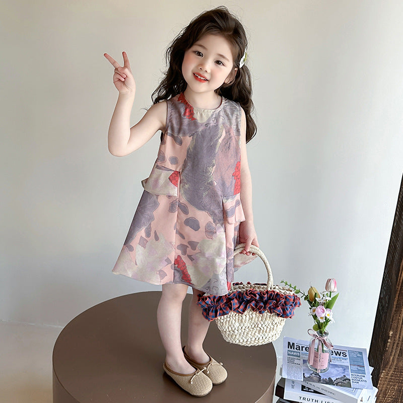 Children's Summer Little Korean Style Floral Skirt Fashionable Children's Dress