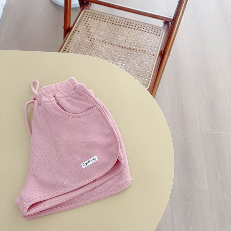 Sports Style Short Elastic Waist Loose Casual Children's Pants