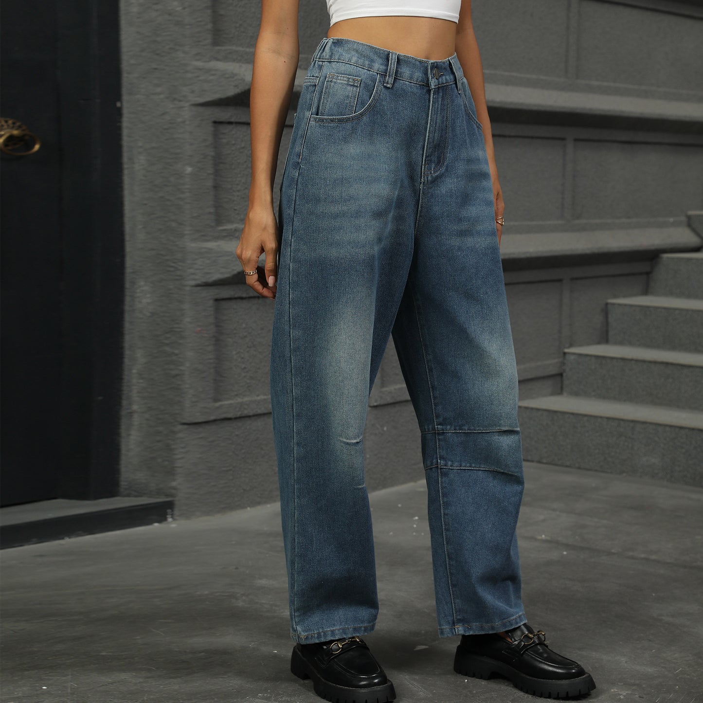 Attractive Women's Washed Loose Harem Cropped Jeans