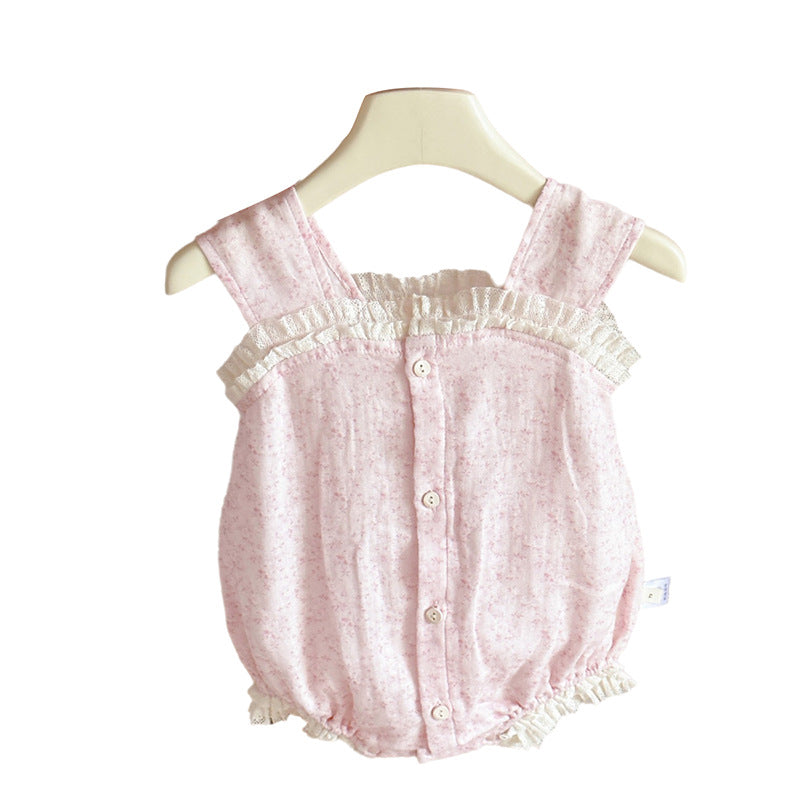 Infant Veil Floral Lace Romper Western Jumpsuit, Climbing Suit