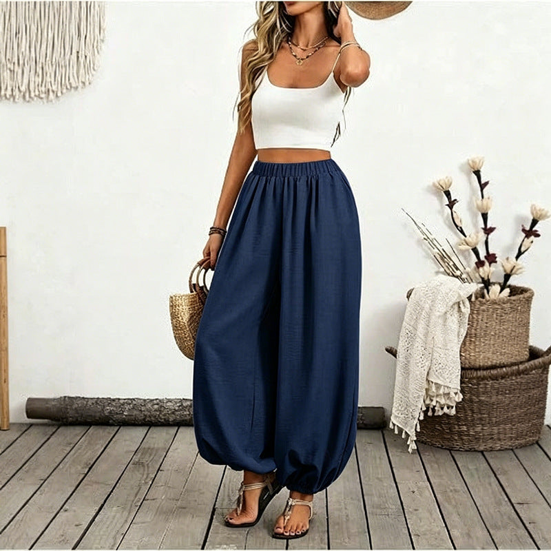 Women's Beach Vacation Style High Waist Pocket Comfortable Casual Pants