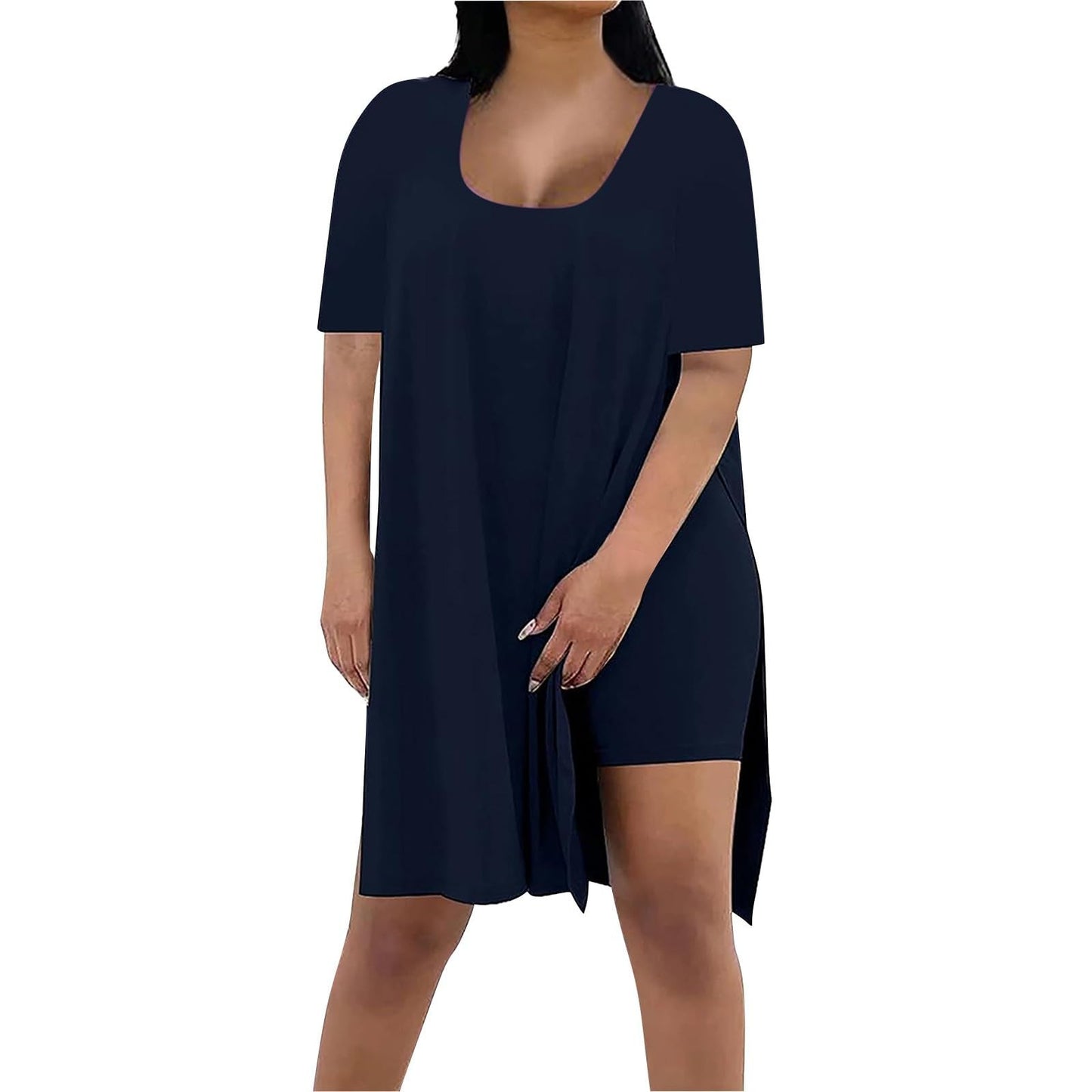 Women's Solid Color Square Collar Sleeve Two-piece Fashion Casual Suit