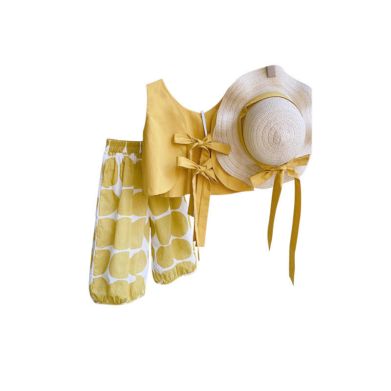 Korean Style Pastoral Pullover Vest Top Children's Suit