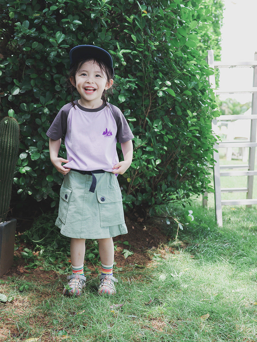 Children's Mountain Outdoor Style Raglan Sleeves Shirt Children's T-shirt