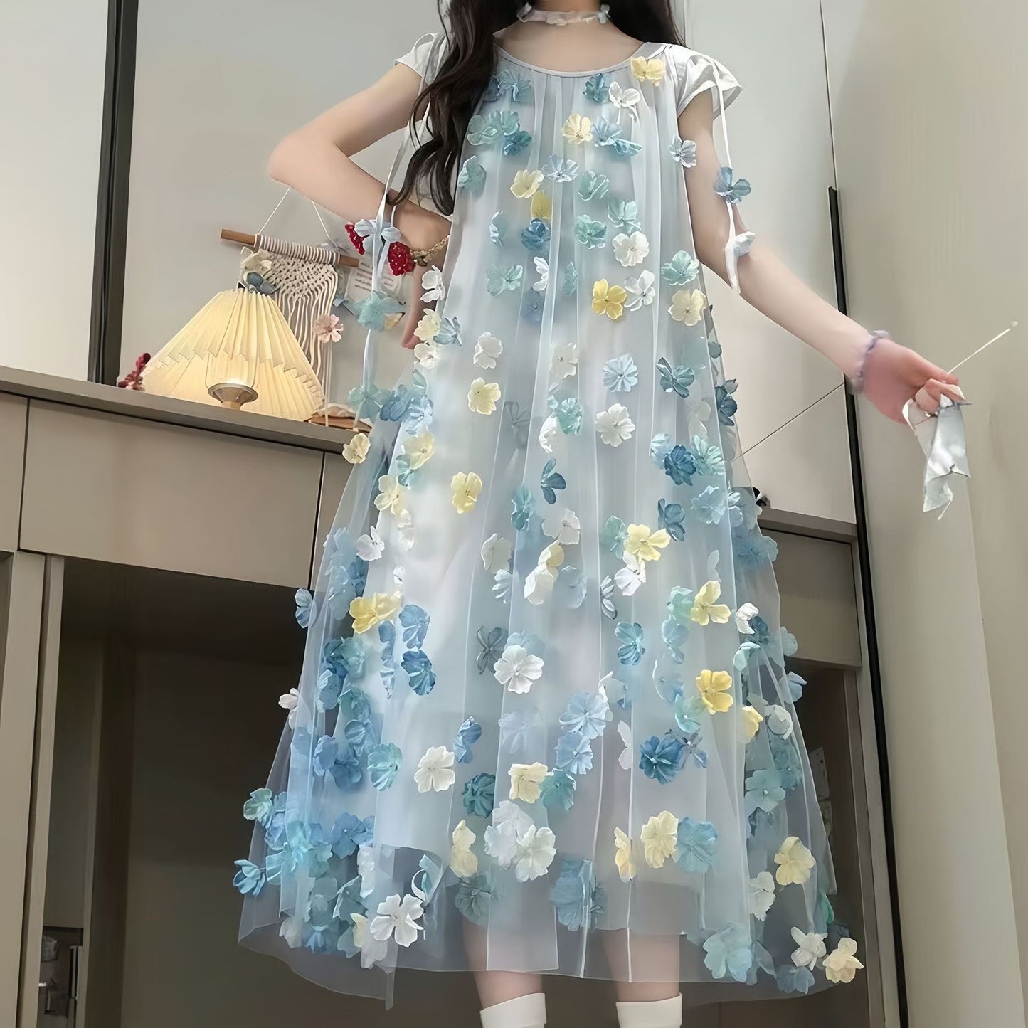 Women's & Children's Older Summer Junior High School Beautiful The Big High-grade Children's Dress
