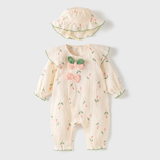Pastoral Floral Hooded Long-sleeved Jumpsuit Super Jumpsuit, Climbing Suit