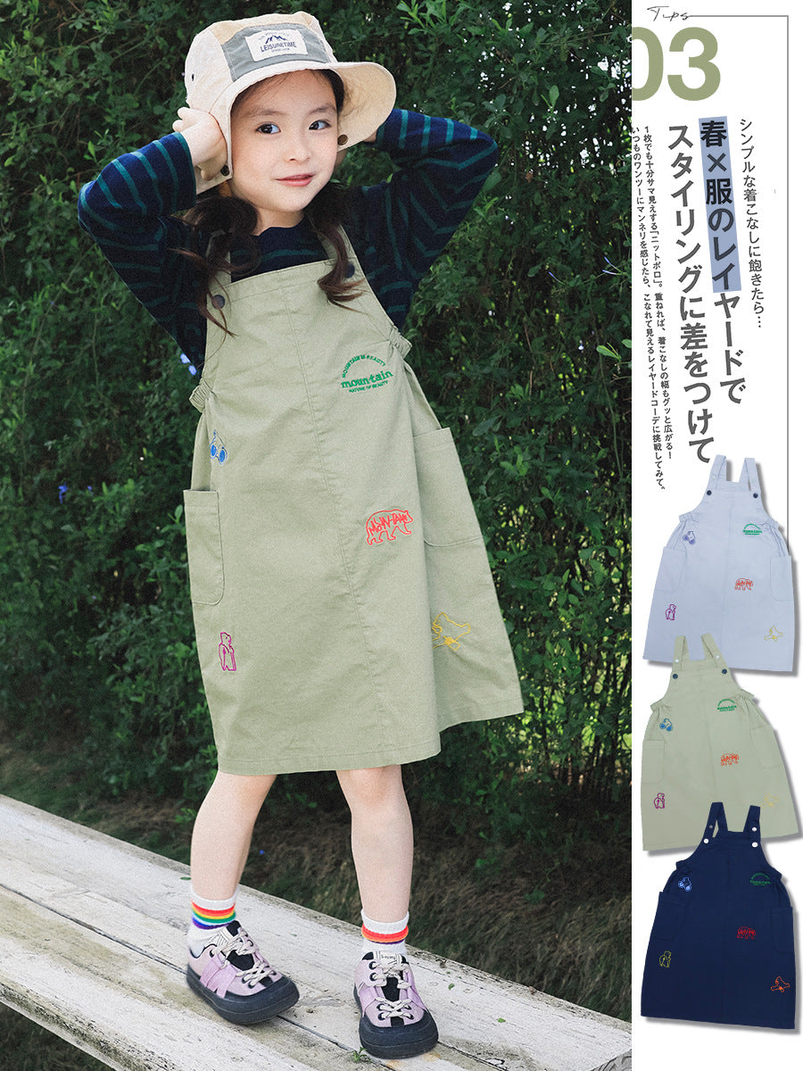 Children's Suspender Skirt Spring Outdoor Adjustable Medium Big Animal Children's Dress