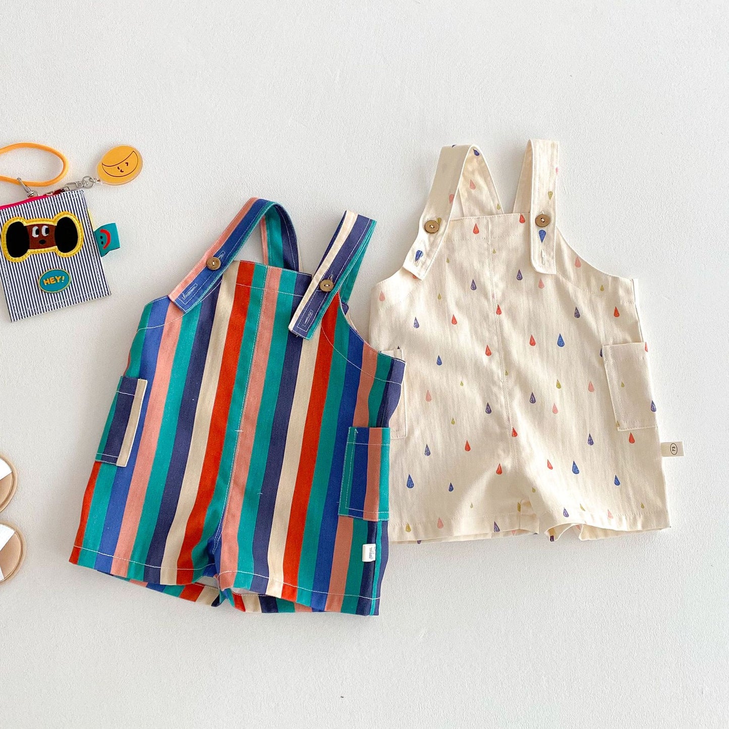 Children's Striped Suspender Summer Fashion Casual Raindrop Trendy Children's Pants