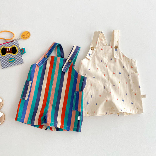 Children's Striped Suspender Summer Fashion Casual Raindrop Trendy Children's Pants