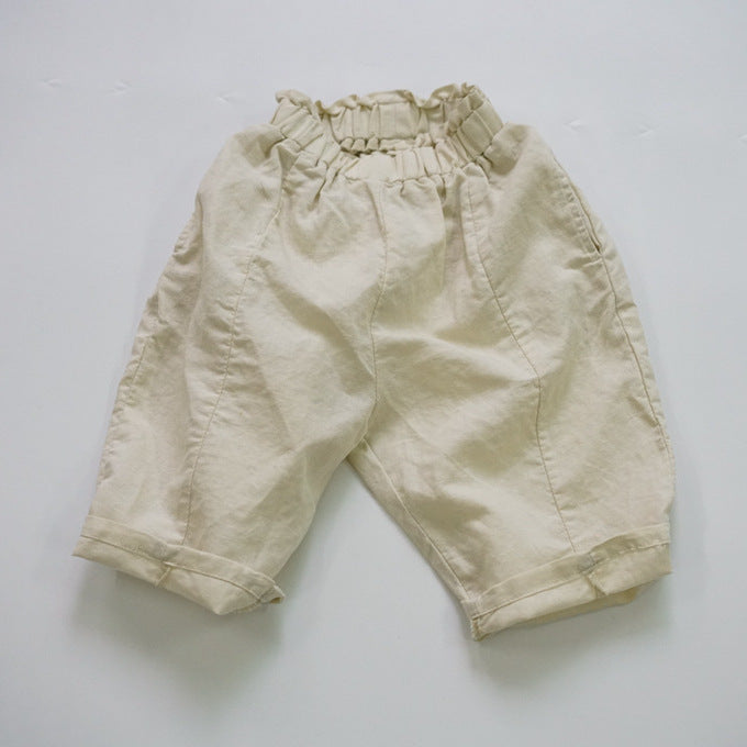 Children's Spring Solid Color Casual Korean Cotton Linen Summer Children's Pants