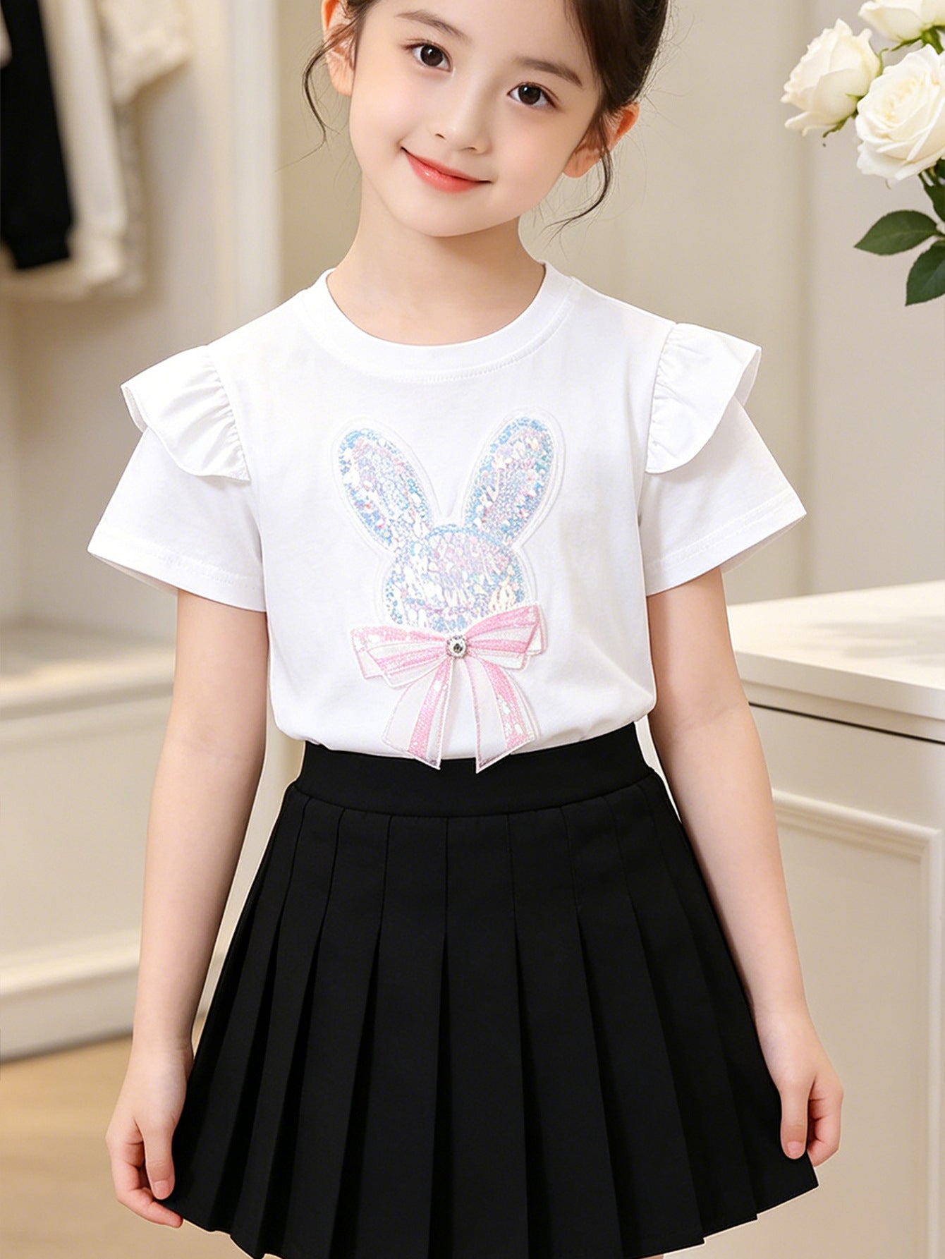 Children's Ice Porcelain Cotton Short-sleeved Summer Princess Breathable Shirt Thin Children's T-shirt