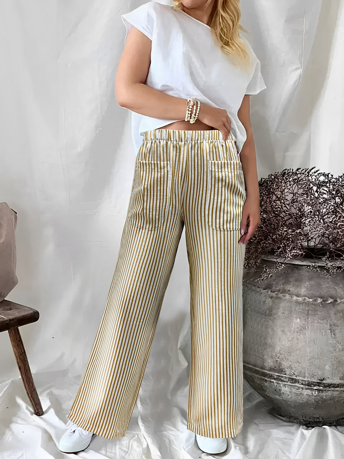 Attractive Women's Loose Striped Pocket Fashion Pants