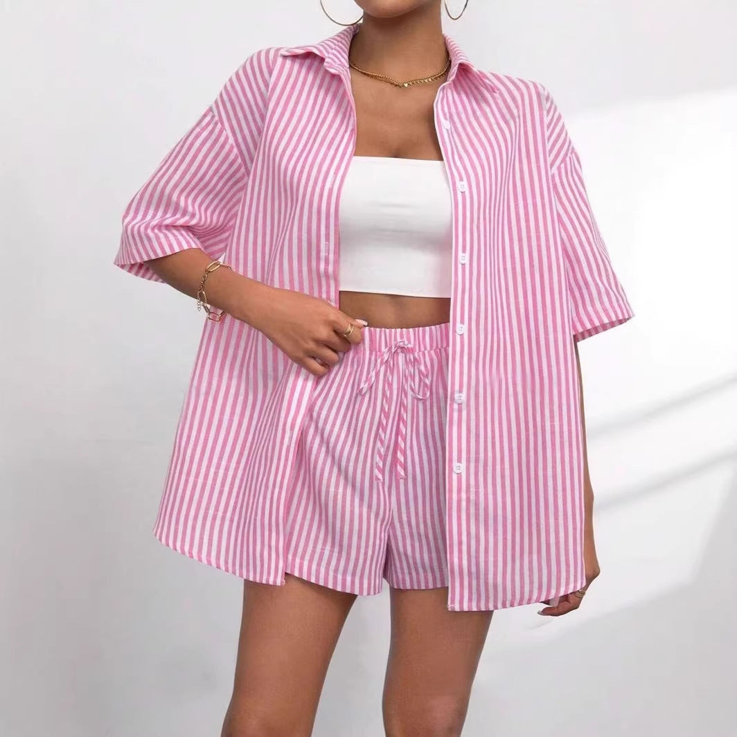 Source Lapel Striped Shirt Sleeve Two Suits