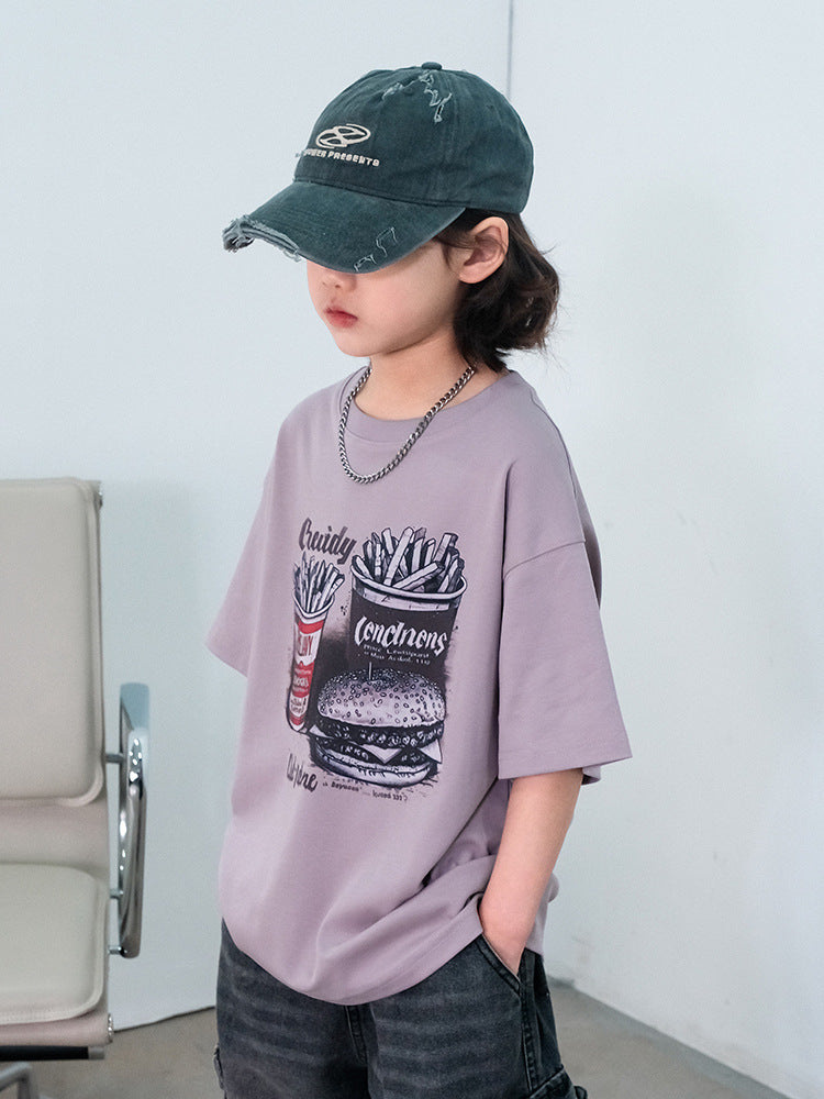 Children's Fashion Half Sleeve Older Cotton Tops Western Children's T-shirt