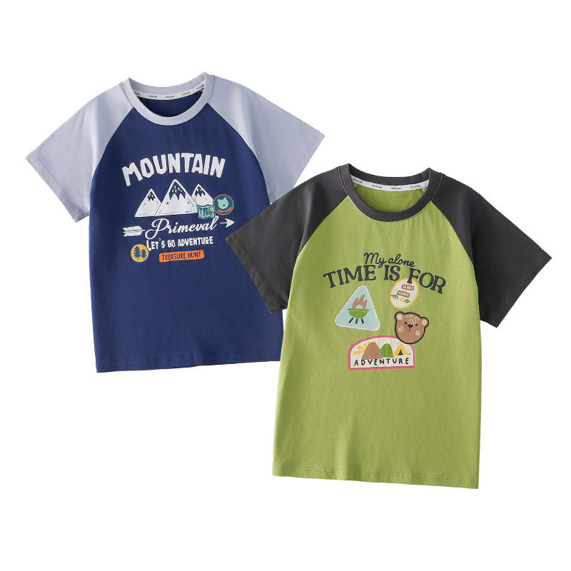 Children's Cotton Hall Summer Suit Pure Class Antibacterial Short-sleeved Children's T-shirt