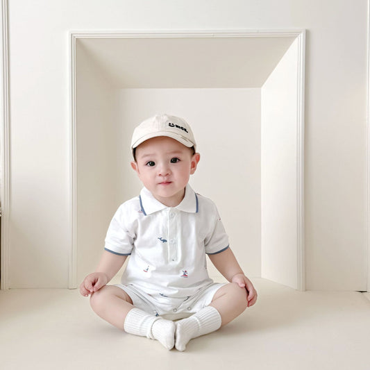 Children's Infant Wear Short-sleeved T-shirt Jumpsuits Lapel Rompers Jumpsuit Jumpsuit, Climbing Suit