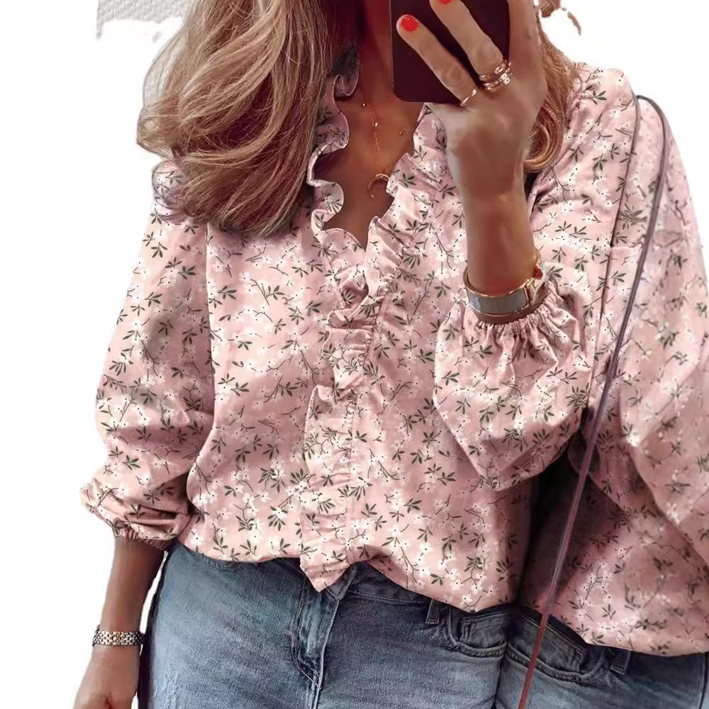 Versatile Classy Women's Long Sleeve Ruffle Blouse