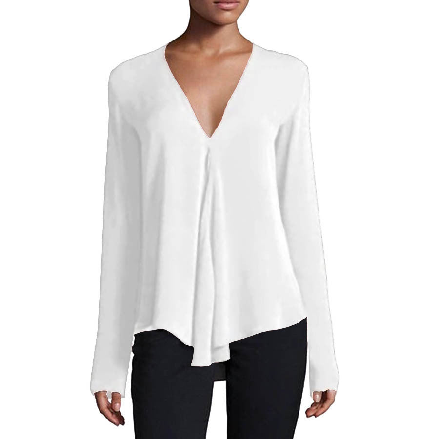 Women's Commuter Sleeve Solid Color Pullover Fashionable Lace Shirt, Chiffon Shirt