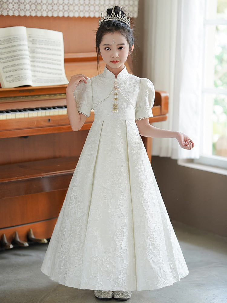 Children's Light Luxury Minority White Chinese Piano Children's Dress