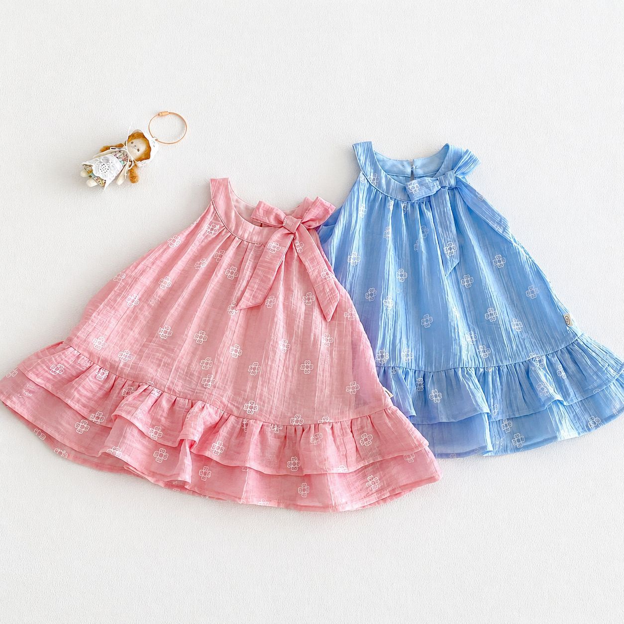 Vest Summer Full Printed Floral Bow Skirt Children's Dress