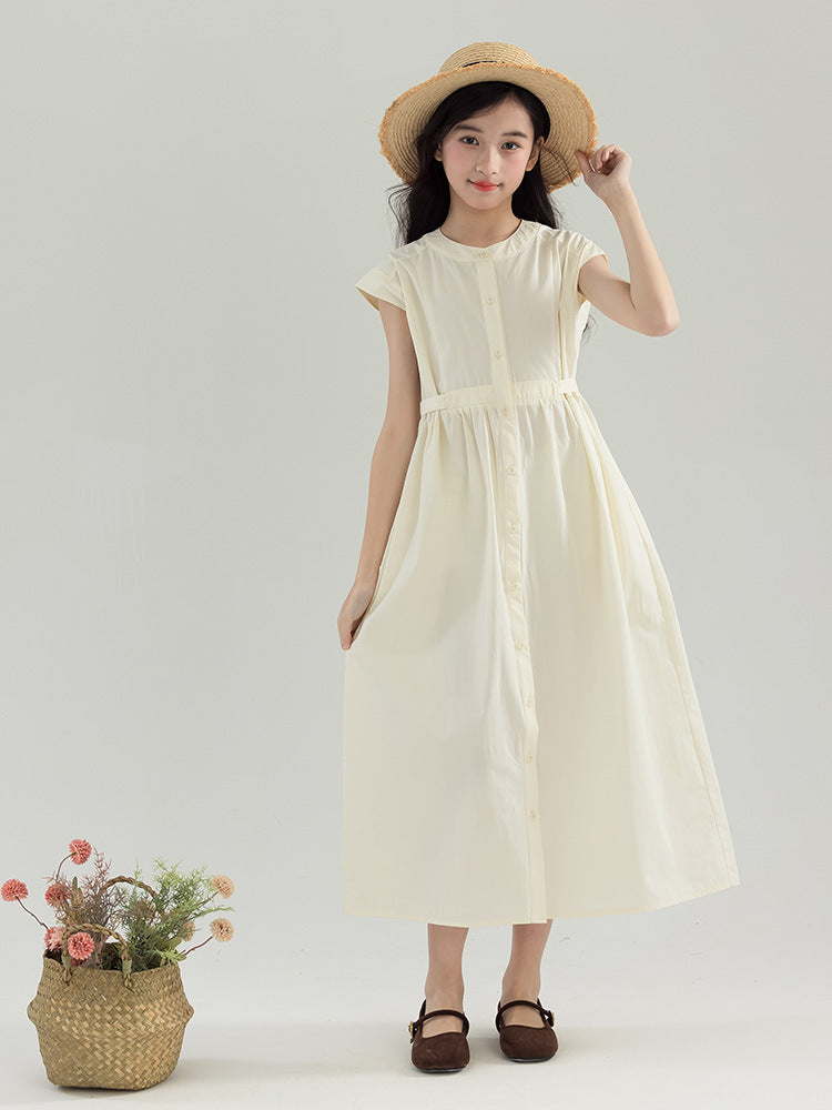 Children's Western Style Slip Summer Clothing Medium Large Wear Single-breasted Children's Dress