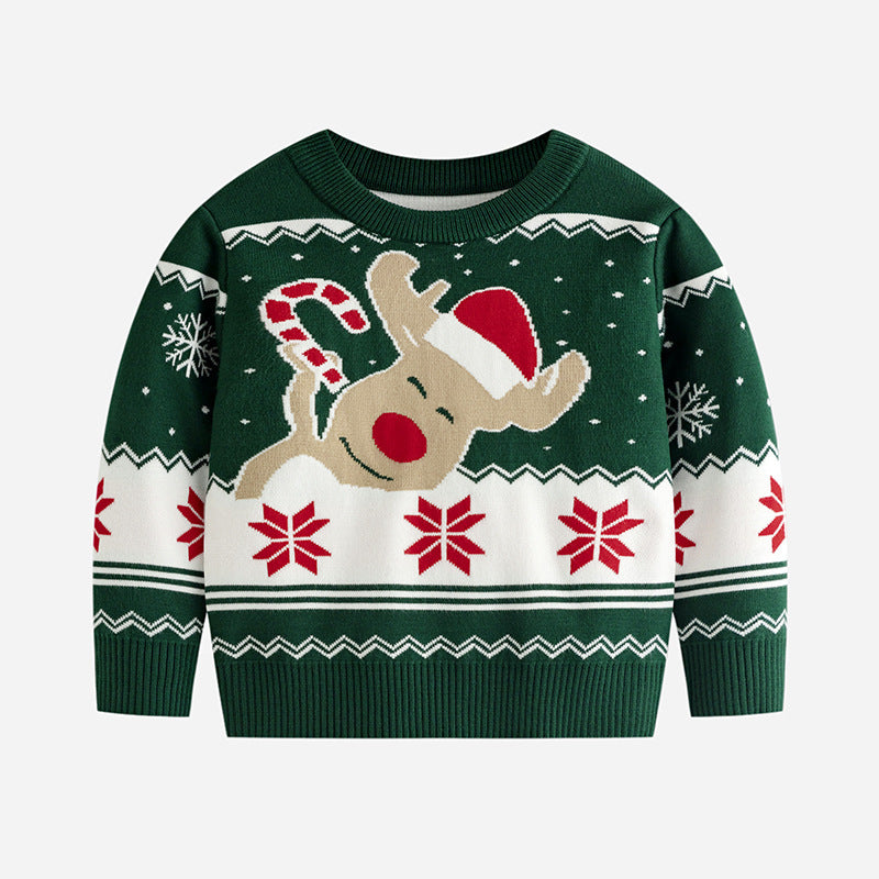 Christmas Sweater Elk Jacquard Family Pullover Parent-child Outfit