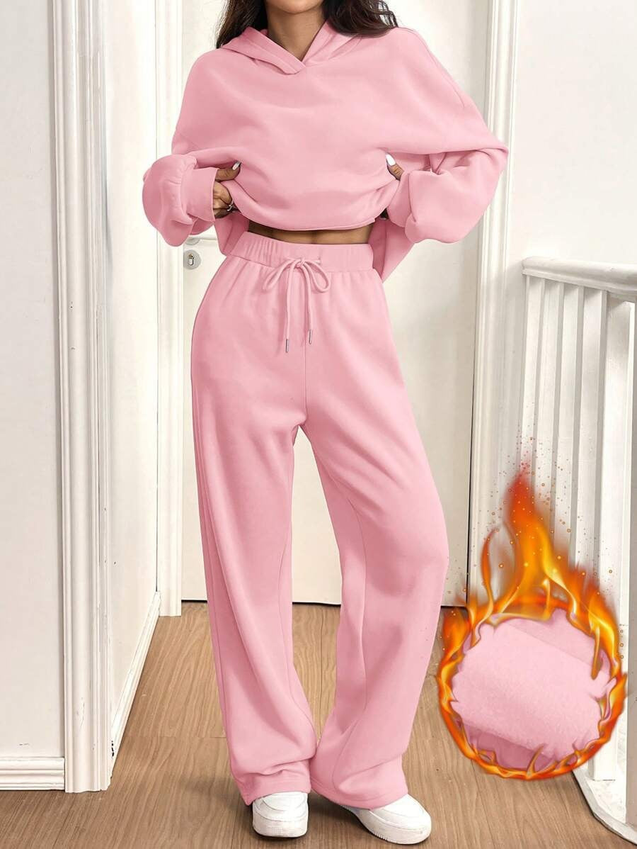 Women's Leisure Warm Hooded Sports Long Winter Fashion Casual Suit
