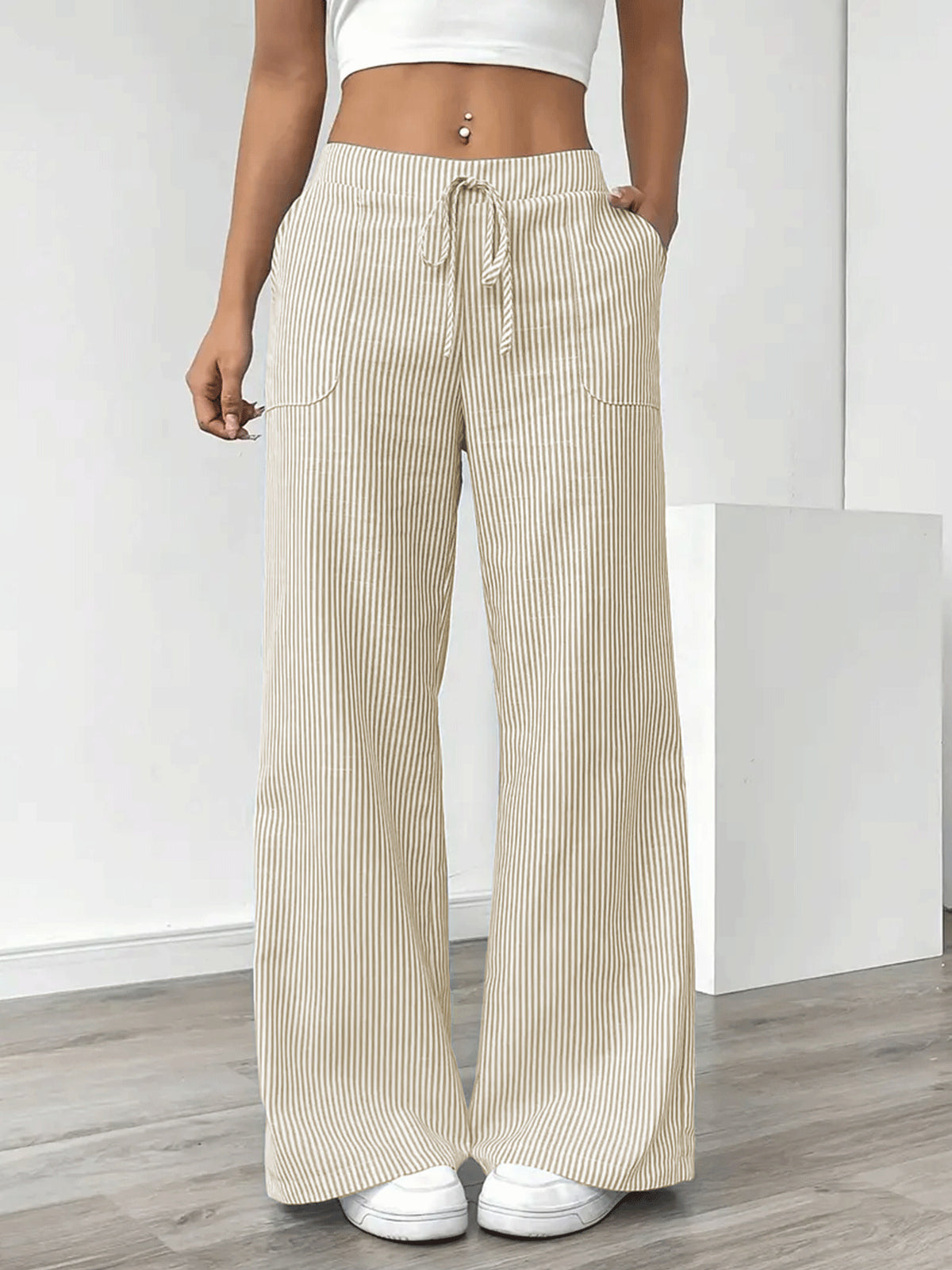Women's Spring Stripes Fashion Loose-fitting Trousers Casual Pants