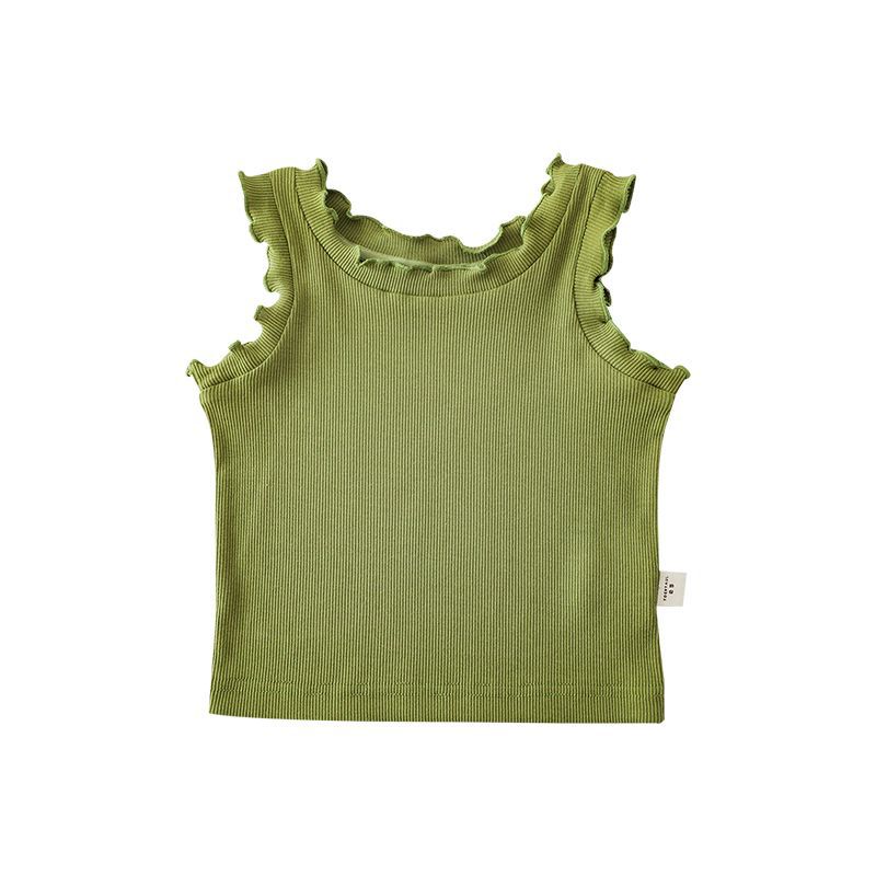 Summer Cute Tree Lacework Sleeveless Top Simple Children's T-shirt