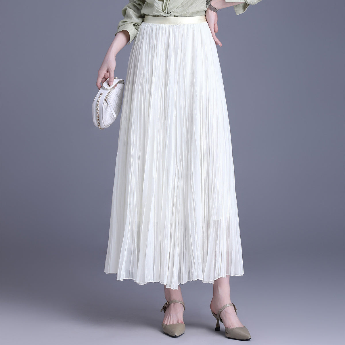 Draping Slim Fit A- Line Dress Long Skirts