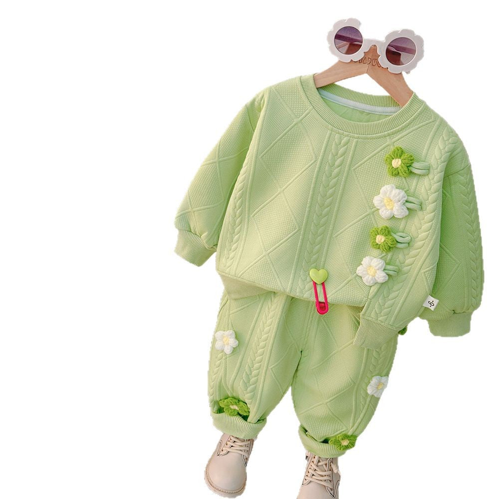 Children's Spring Two-piece Clothing Sweater Private Hair Children's Suit