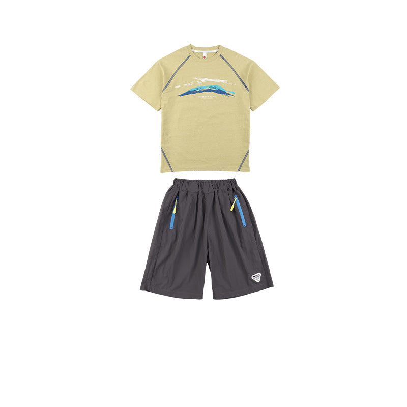 Children's Mountain Clothing Printed Short-sleeved Summer Sports Children's Suit
